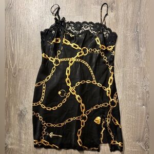 Vintage Victoria Secret Gold Chain & Lace Slip